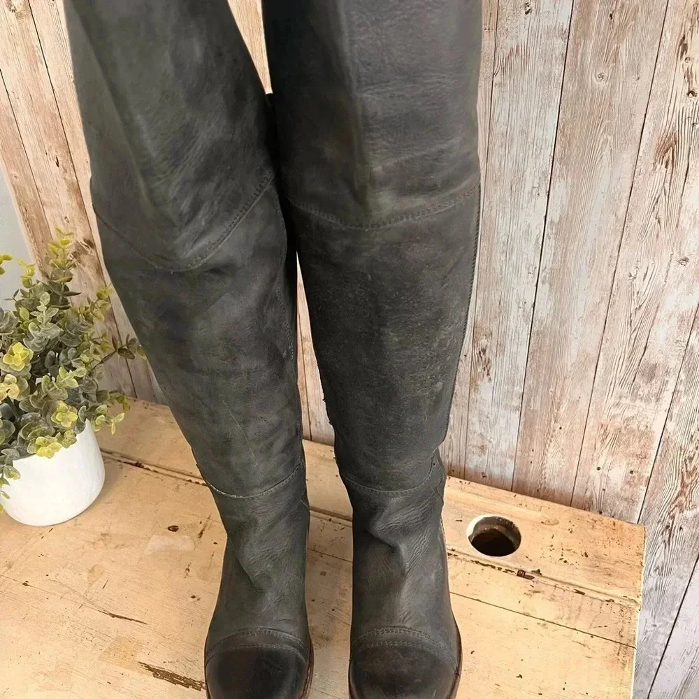 Jeffrey Campbell Over The Knee Grey Leather Boots
